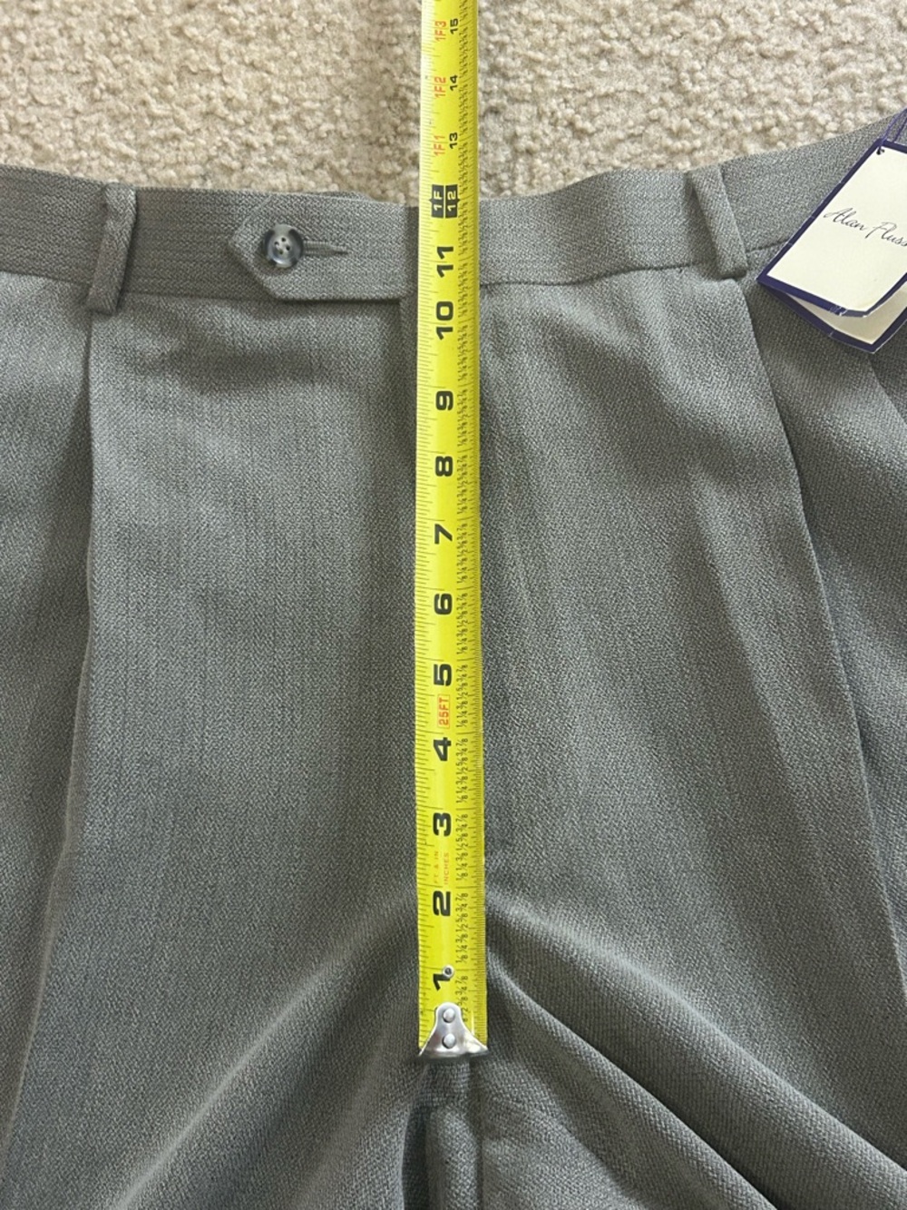 Alan Flusser Pleated Dress Suit Pants Cuffed Men Size 36x34 Oatmeal Beige - Picture 7 of 8